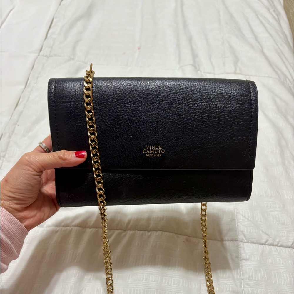 Vince Camuto Black Crossbody Bag with Gold Chain